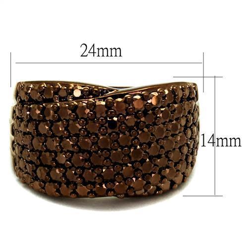 3W1097 - IP Coffee light Brass Ring with AAA Grade CZ  in Light Coffee-1