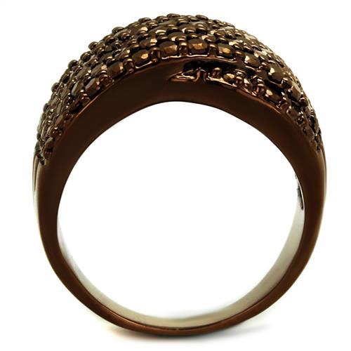 3W1097 - IP Coffee light Brass Ring with AAA Grade CZ  in Light Coffee-2