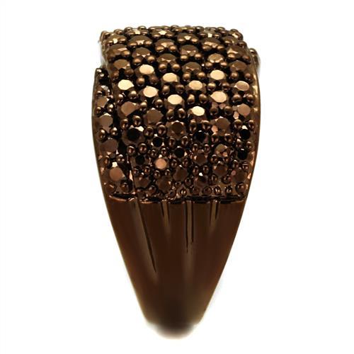 3W1097 - IP Coffee light Brass Ring with AAA Grade CZ  in Light Coffee-3