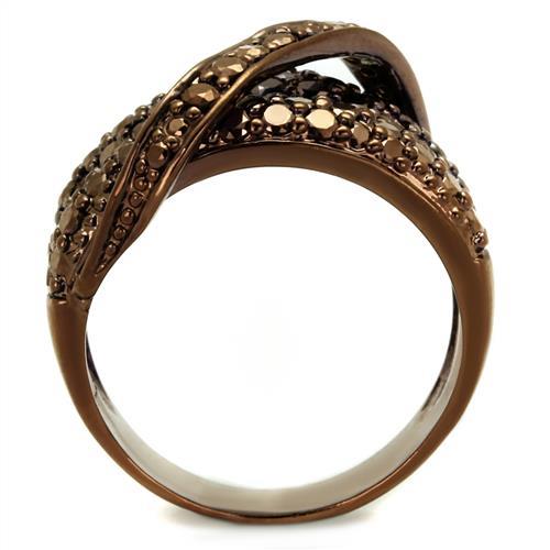 3W1098 - IP Coffee light Brass Ring with AAA Grade CZ  in Light Coffee-2