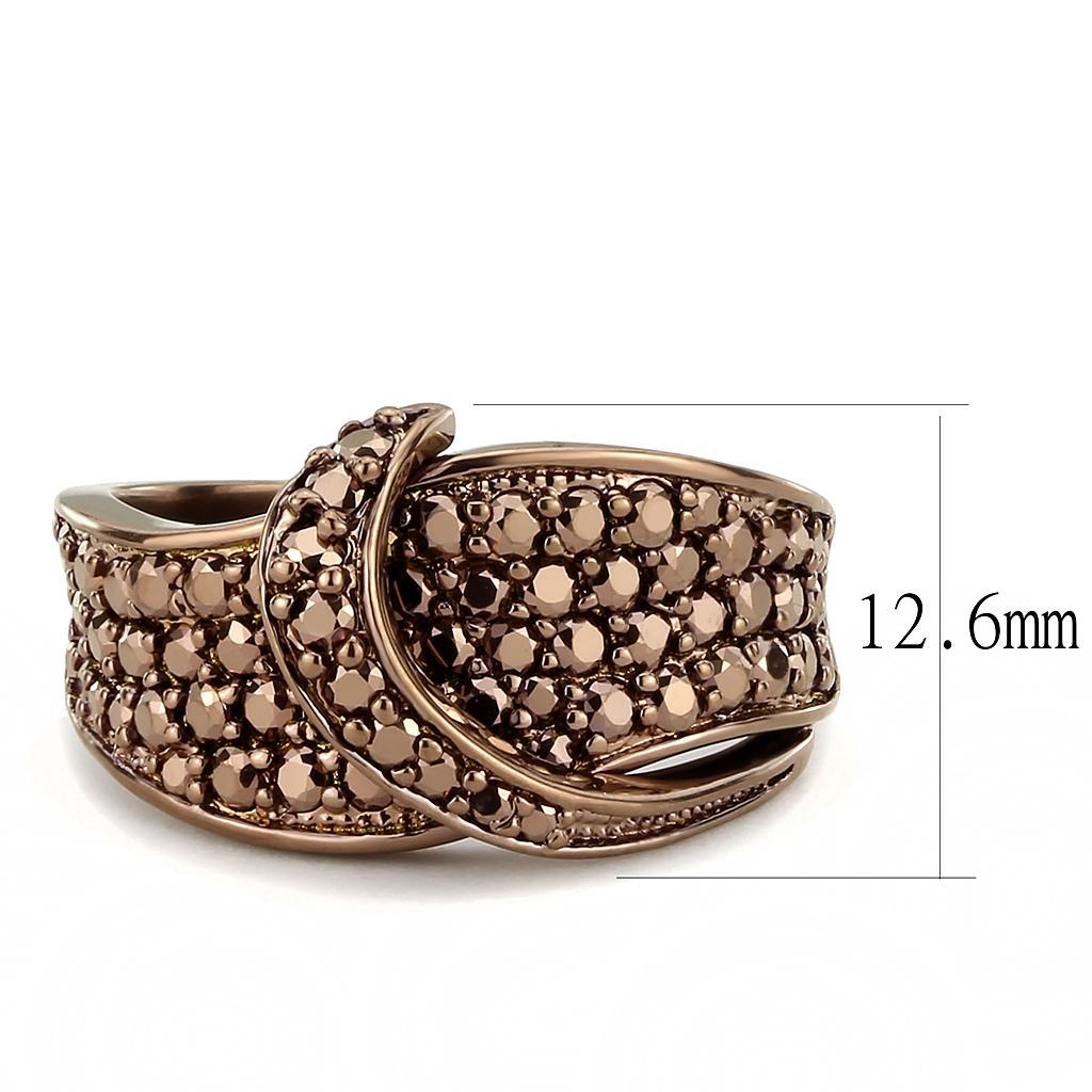 3W1099 - IP Coffee light Brass Ring with AAA Grade CZ  in Light Coffee-1
