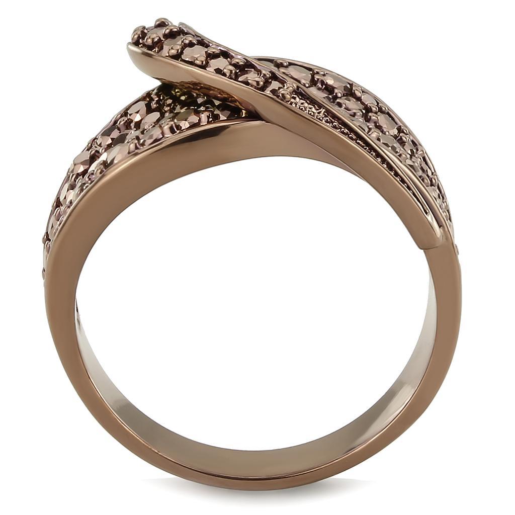3W1099 - IP Coffee light Brass Ring with AAA Grade CZ  in Light Coffee-2