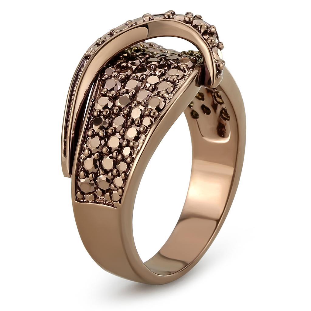 3W1099 - IP Coffee light Brass Ring with AAA Grade CZ  in Light Coffee-3