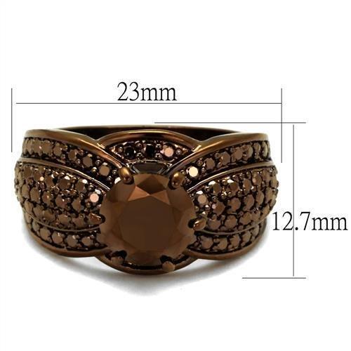 3W1100 - IP Coffee light Brass Ring with AAA Grade CZ  in Light Coffee-1