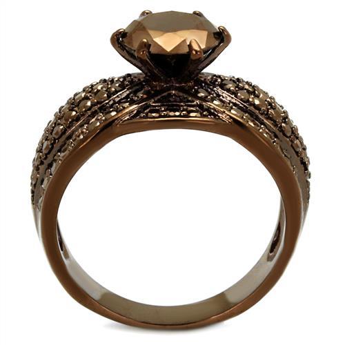 3W1100 - IP Coffee light Brass Ring with AAA Grade CZ  in Light Coffee-2