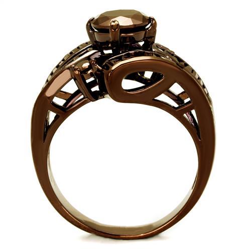 3W1106 - IP Coffee light Brass Ring with AAA Grade CZ  in Light Coffee-2