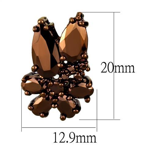 3W1107 - IP Coffee light Brass Earrings with AAA Grade CZ  in Light Coffee-1