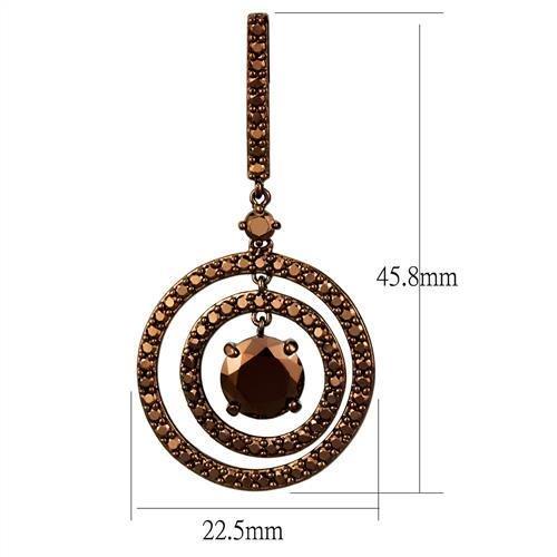 3W1109 - IP Coffee light Brass Earrings with AAA Grade CZ  in Light Coffee-1