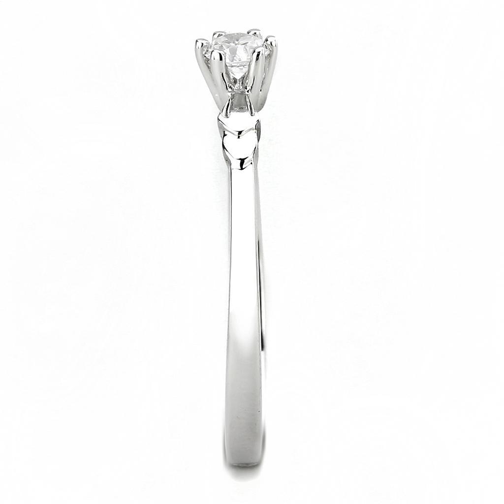 3W110 - Rhodium Brass Ring with AAA Grade CZ  in Clear-3