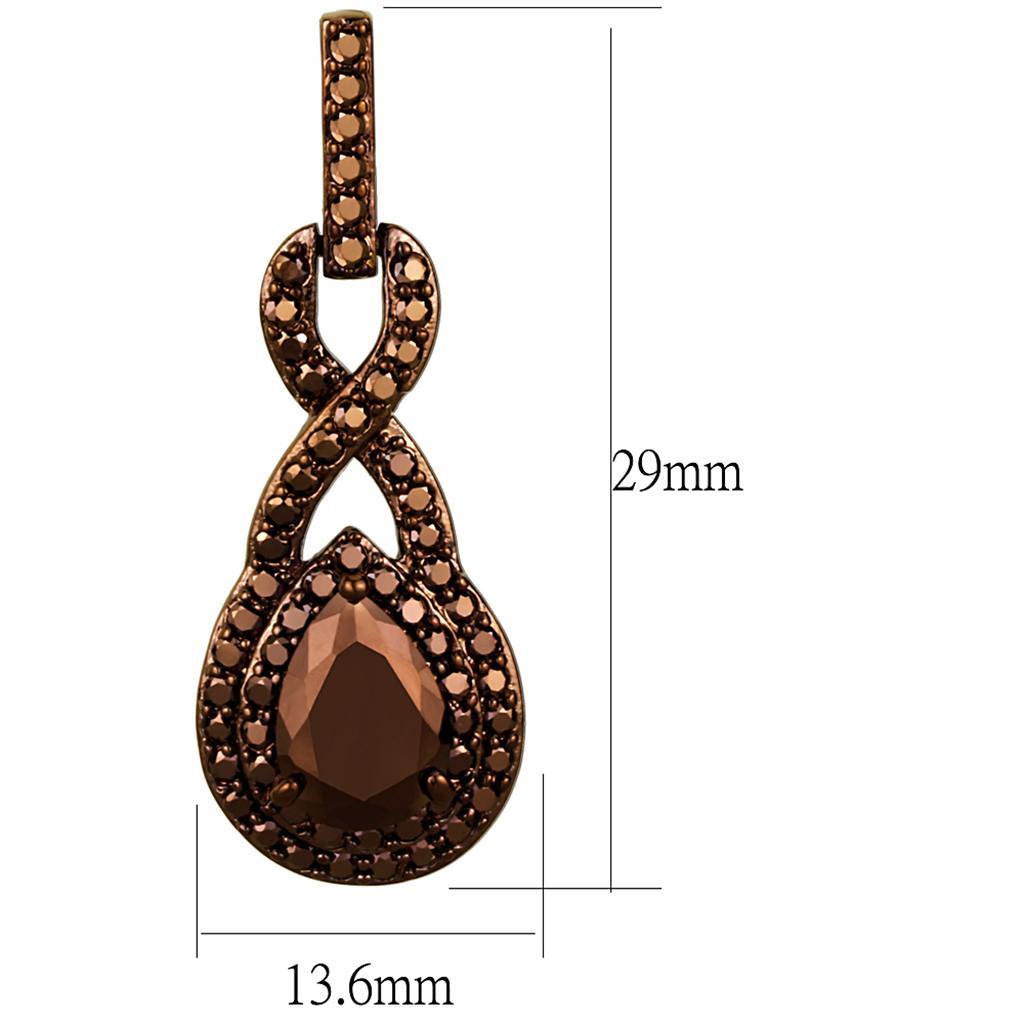 3W1115 - IP Coffee light Brass Earrings with AAA Grade CZ  in Light Coffee-1