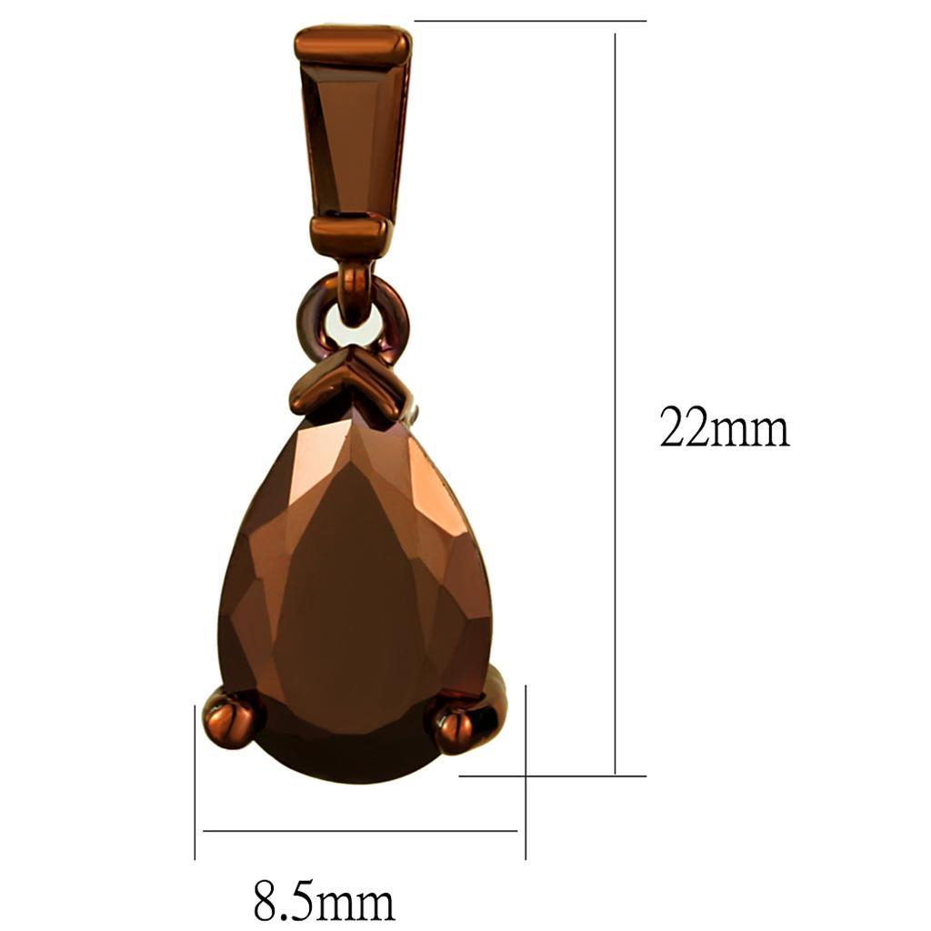 3W1120 - IP Coffee light Brass Earrings with AAA Grade CZ  in Light Coffee-1