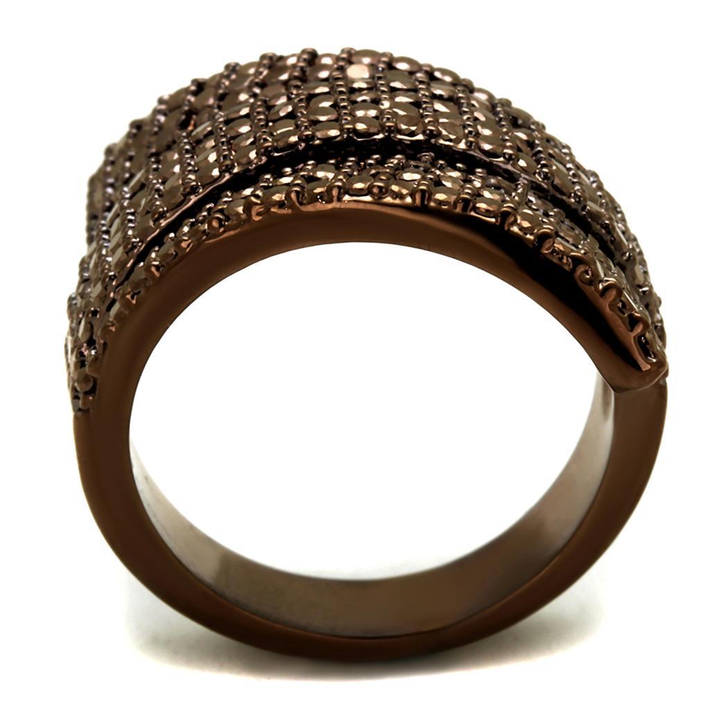 3W1125 - IP Coffee light Brass Ring with AAA Grade CZ  in Light Coffee-2