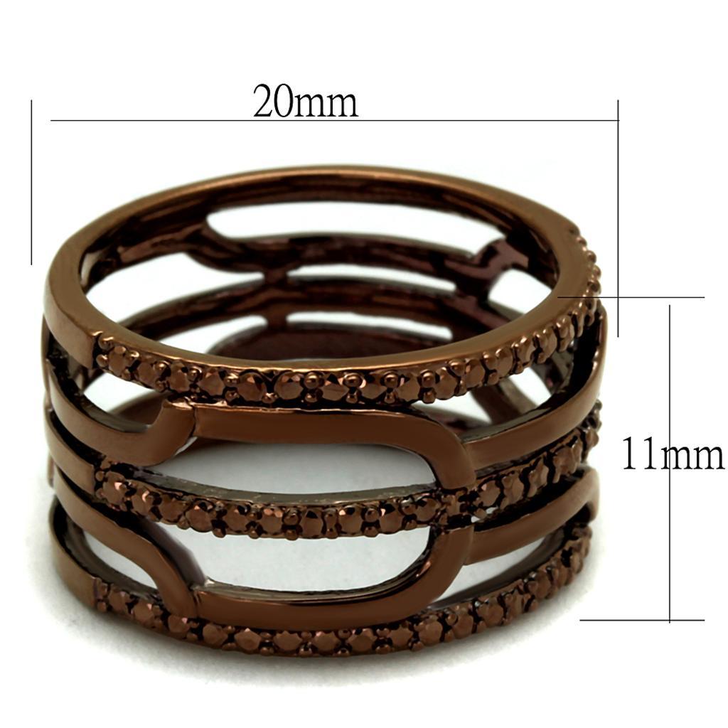 3W1126 - IP Coffee light Brass Ring with AAA Grade CZ  in Light Coffee-1