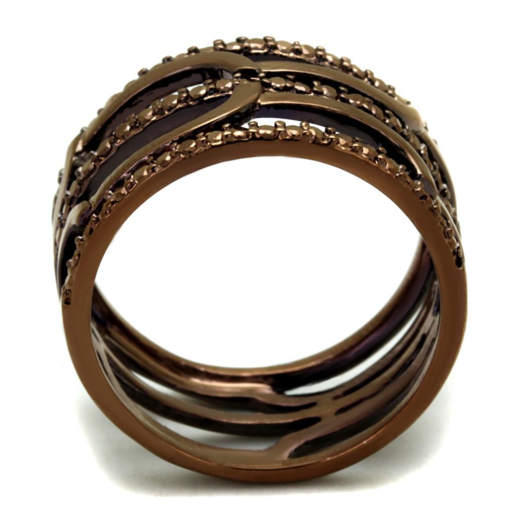 3W1126 - IP Coffee light Brass Ring with AAA Grade CZ  in Light Coffee-2