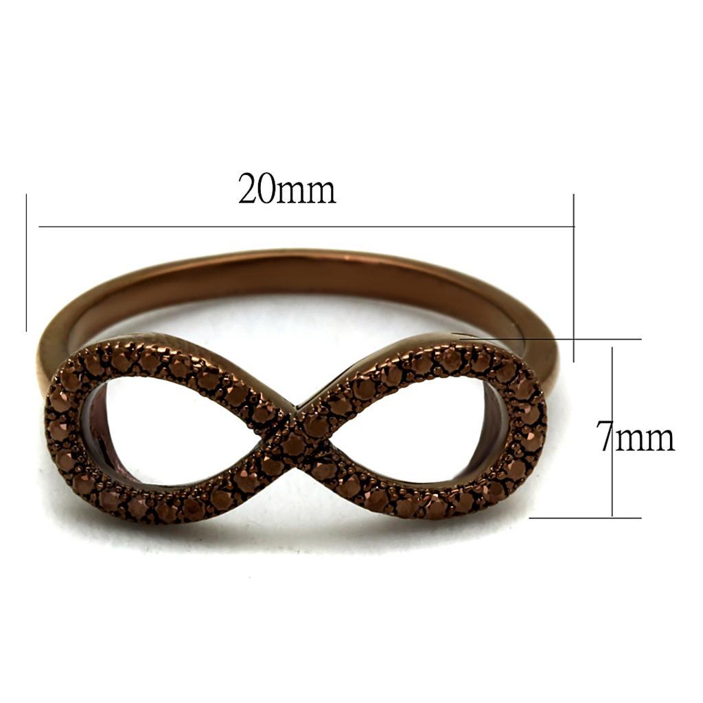 3W1129 - IP Coffee light Brass Ring with AAA Grade CZ  in Light Coffee-1