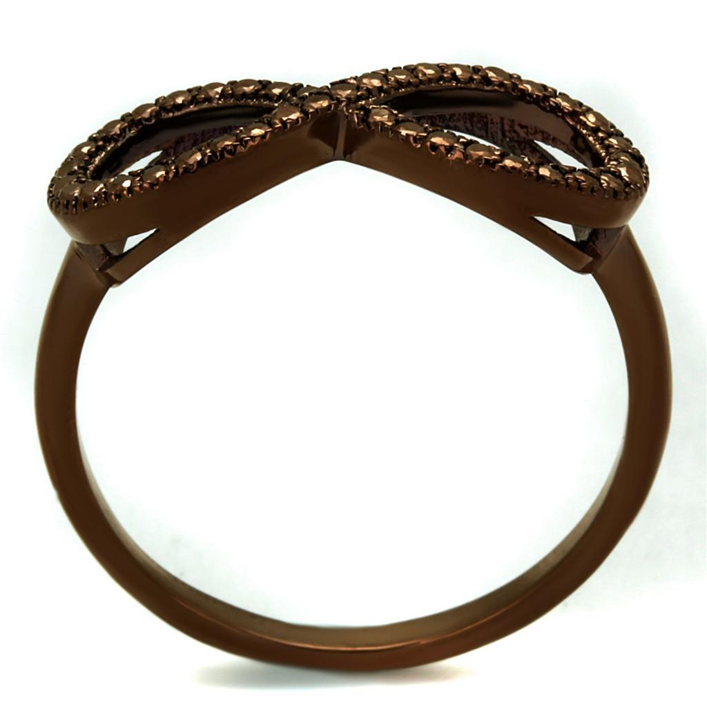 3W1129 - IP Coffee light Brass Ring with AAA Grade CZ  in Light Coffee-2