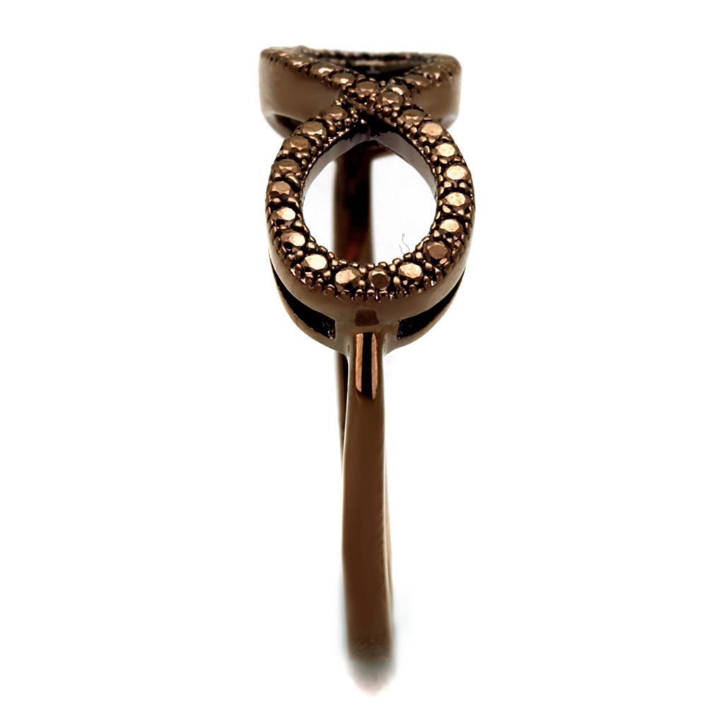 3W1129 - IP Coffee light Brass Ring with AAA Grade CZ  in Light Coffee-3