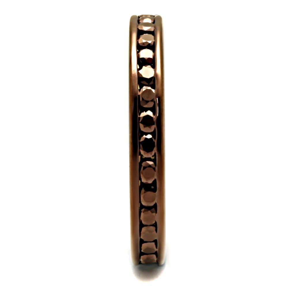 3W1137 - IP Coffee light Brass Ring with AAA Grade CZ  in Brown-3