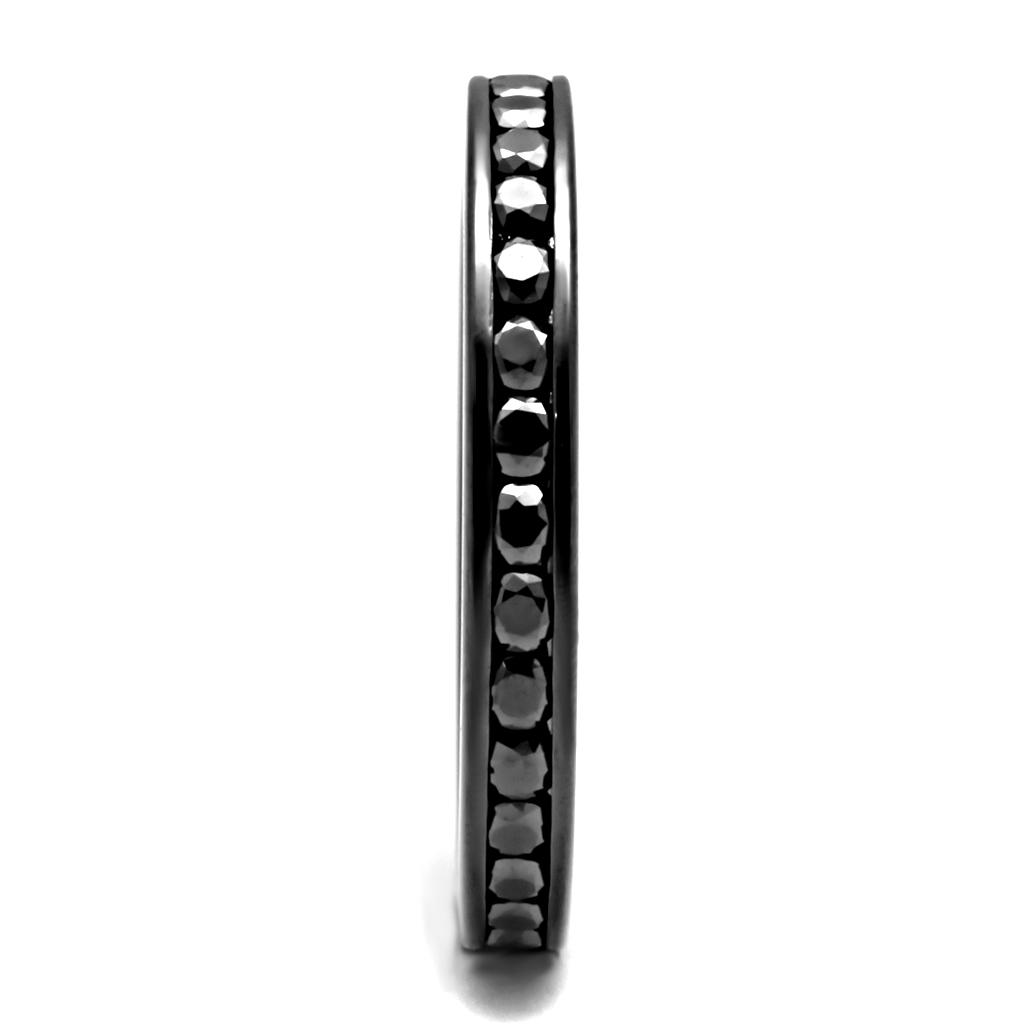 3W1138 - IP Light Black  (IP Gun) Brass Ring with AAA Grade CZ  in Light Gray-3