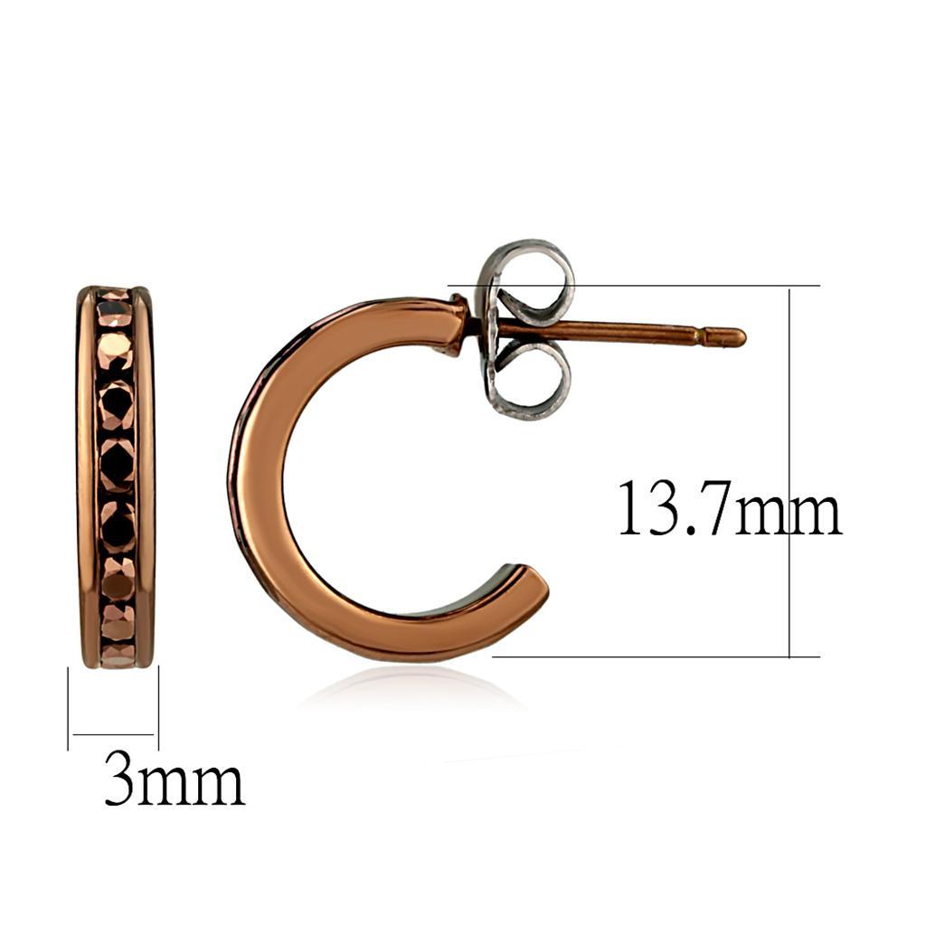 3W1140 - IP Coffee light Brass Earrings with Top Grade Crystal  in Light Coffee-2