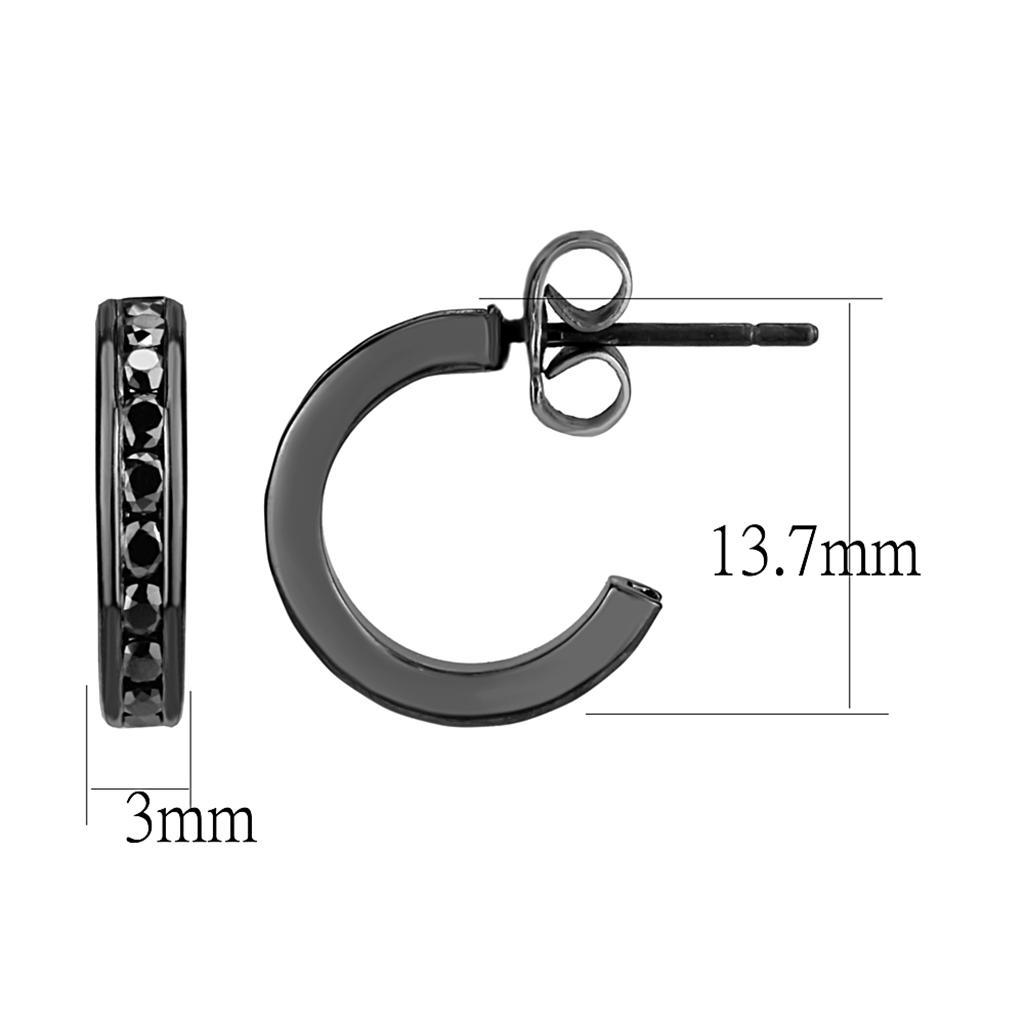 3W1141 - IP Light Black  (IP Gun) Brass Earrings with Top Grade Crystal  in Light Gray-2