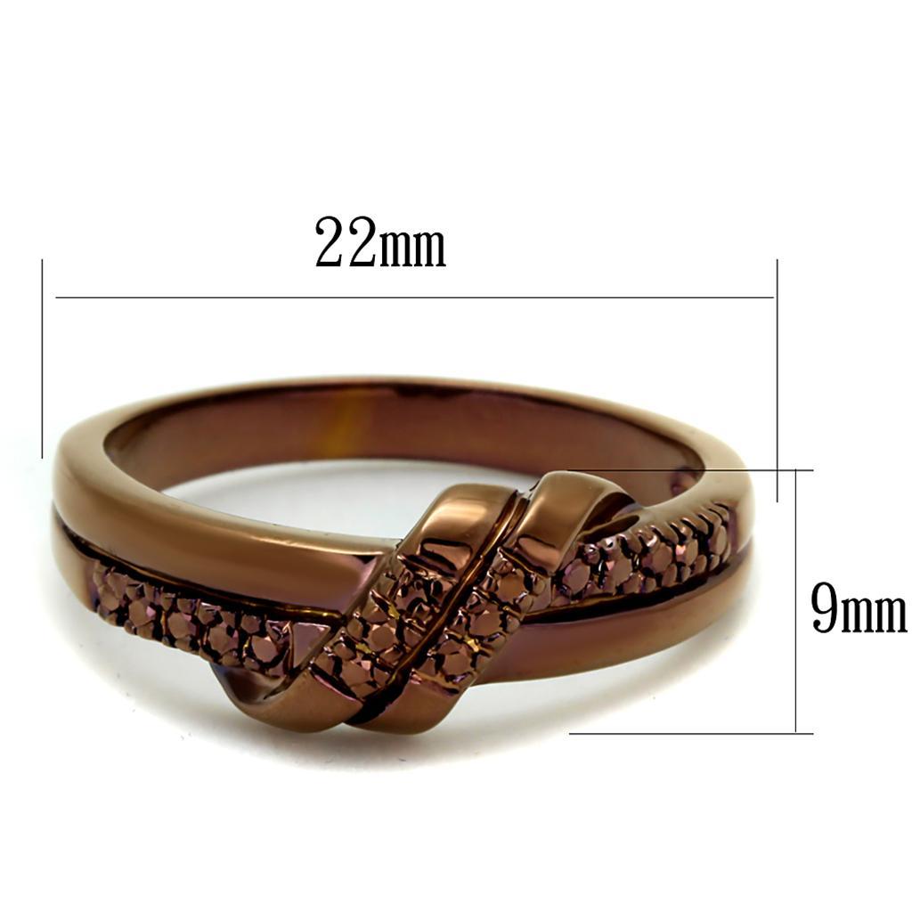 3W1146 - IP Coffee light Brass Ring with AAA Grade CZ  in Light Coffee-1