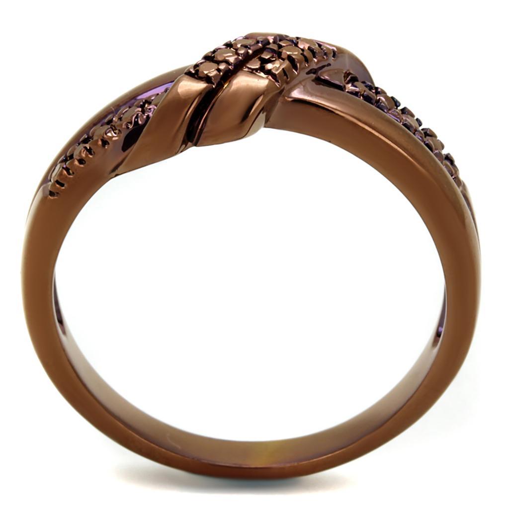 3W1146 - IP Coffee light Brass Ring with AAA Grade CZ  in Light Coffee-2