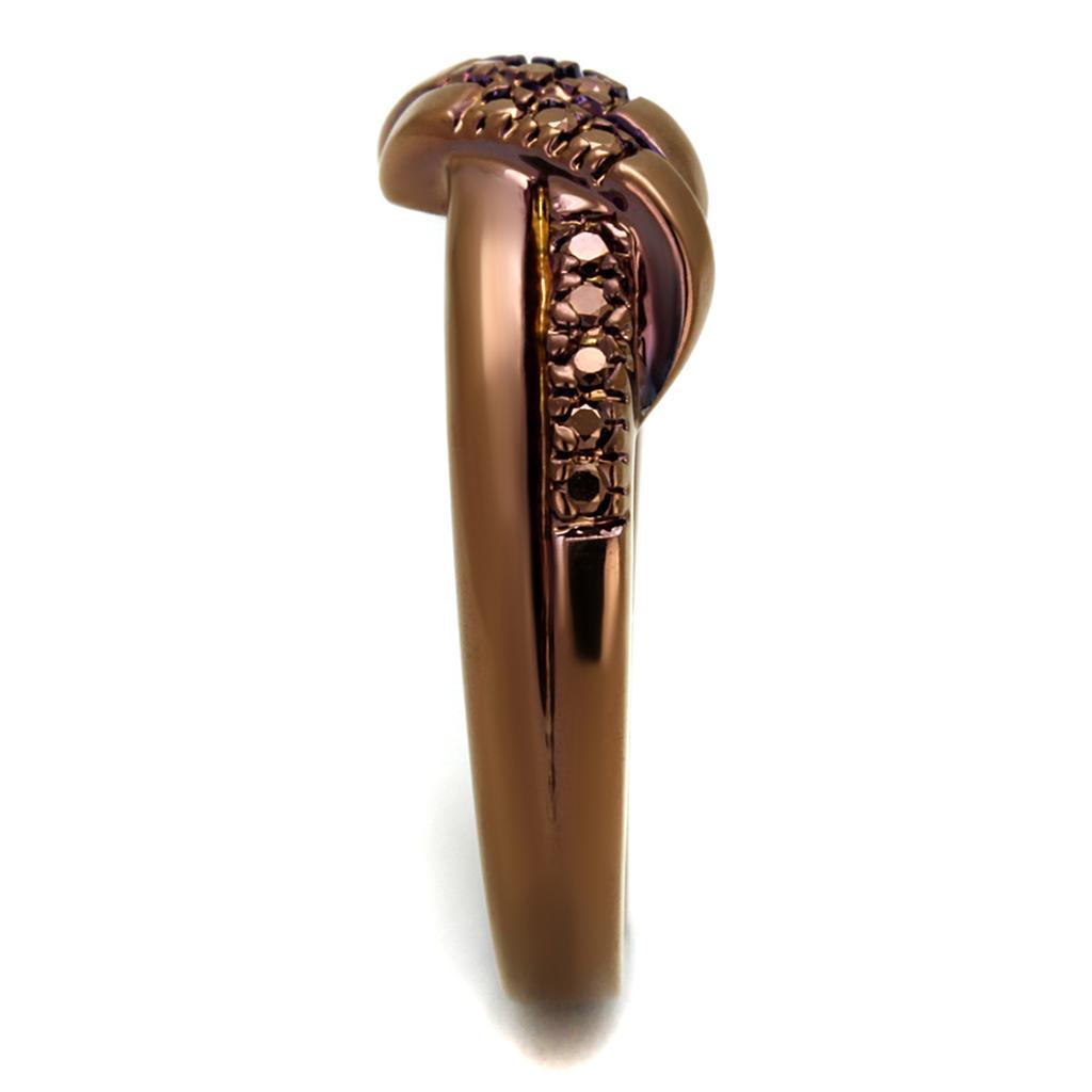 3W1146 - IP Coffee light Brass Ring with AAA Grade CZ  in Light Coffee-3