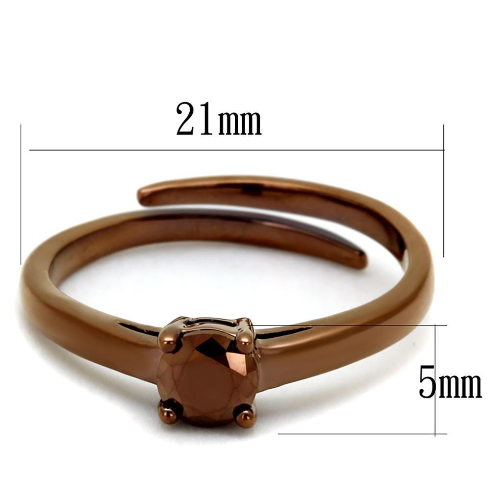 3W1147 - IP Coffee light Brass Ring with AAA Grade CZ  in Light Coffee-1