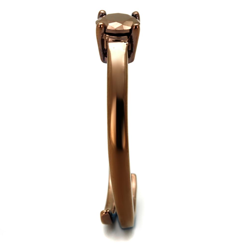3W1147 - IP Coffee light Brass Ring with AAA Grade CZ  in Light Coffee-3