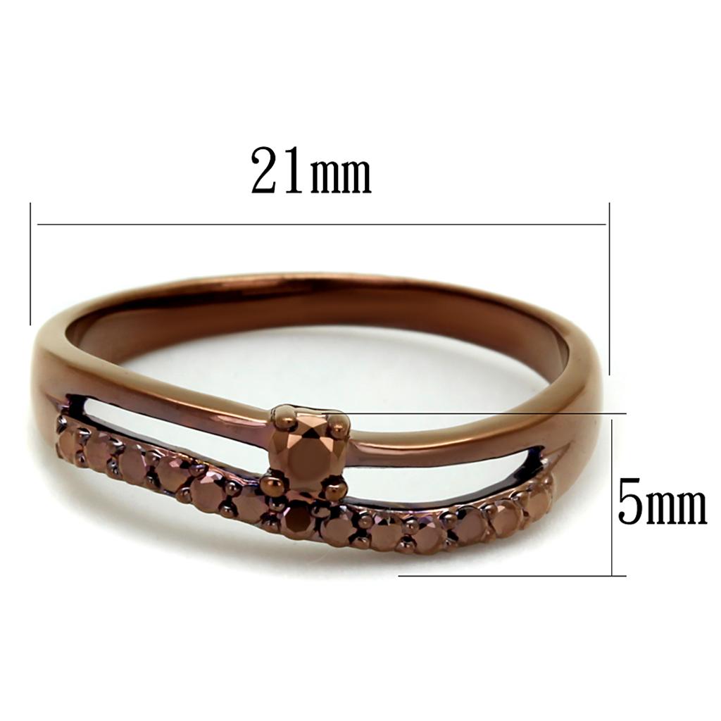 3W1148 - IP Coffee light Brass Ring with AAA Grade CZ  in Light Coffee-1