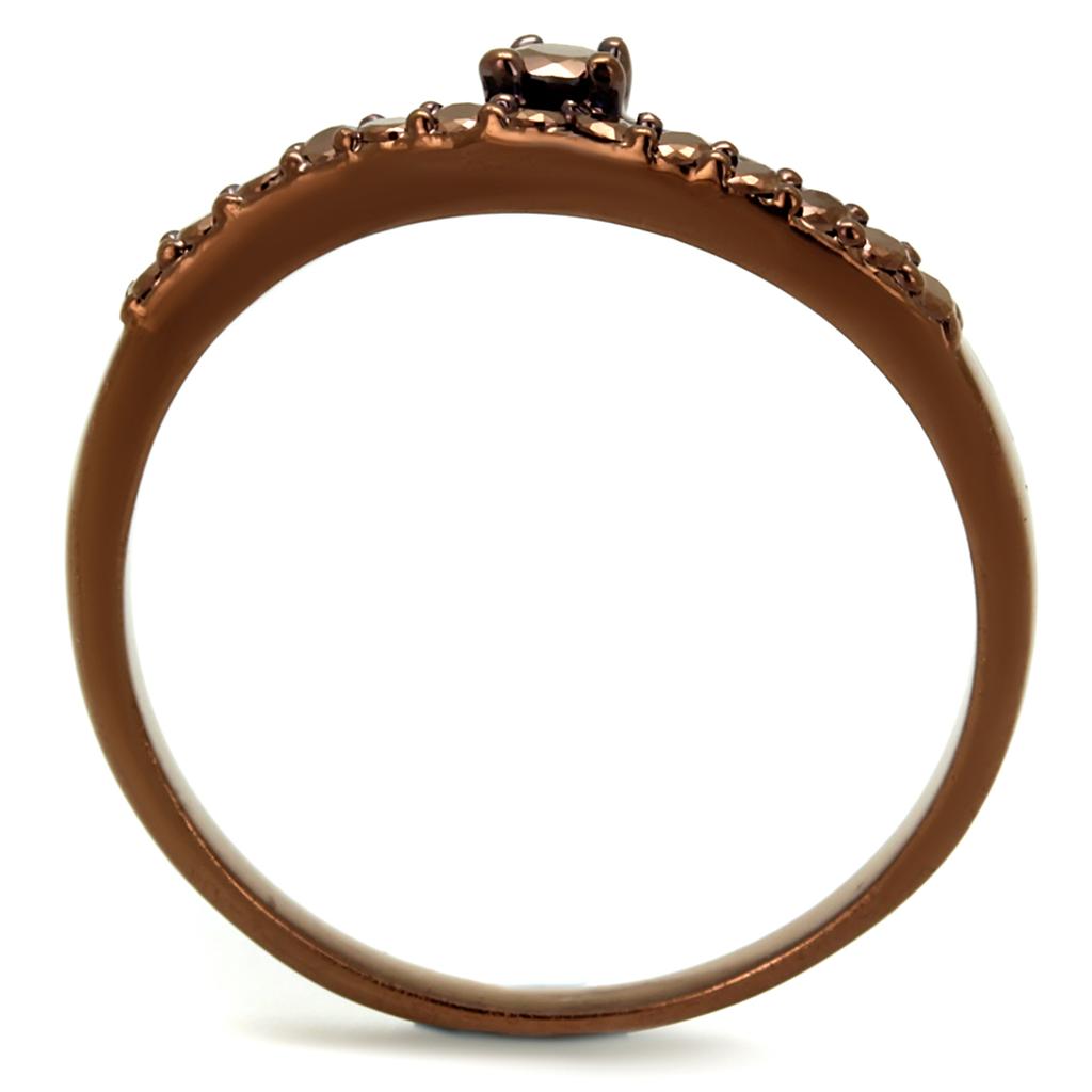 3W1148 - IP Coffee light Brass Ring with AAA Grade CZ  in Light Coffee-2