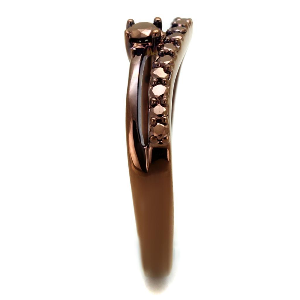 3W1148 - IP Coffee light Brass Ring with AAA Grade CZ  in Light Coffee-3