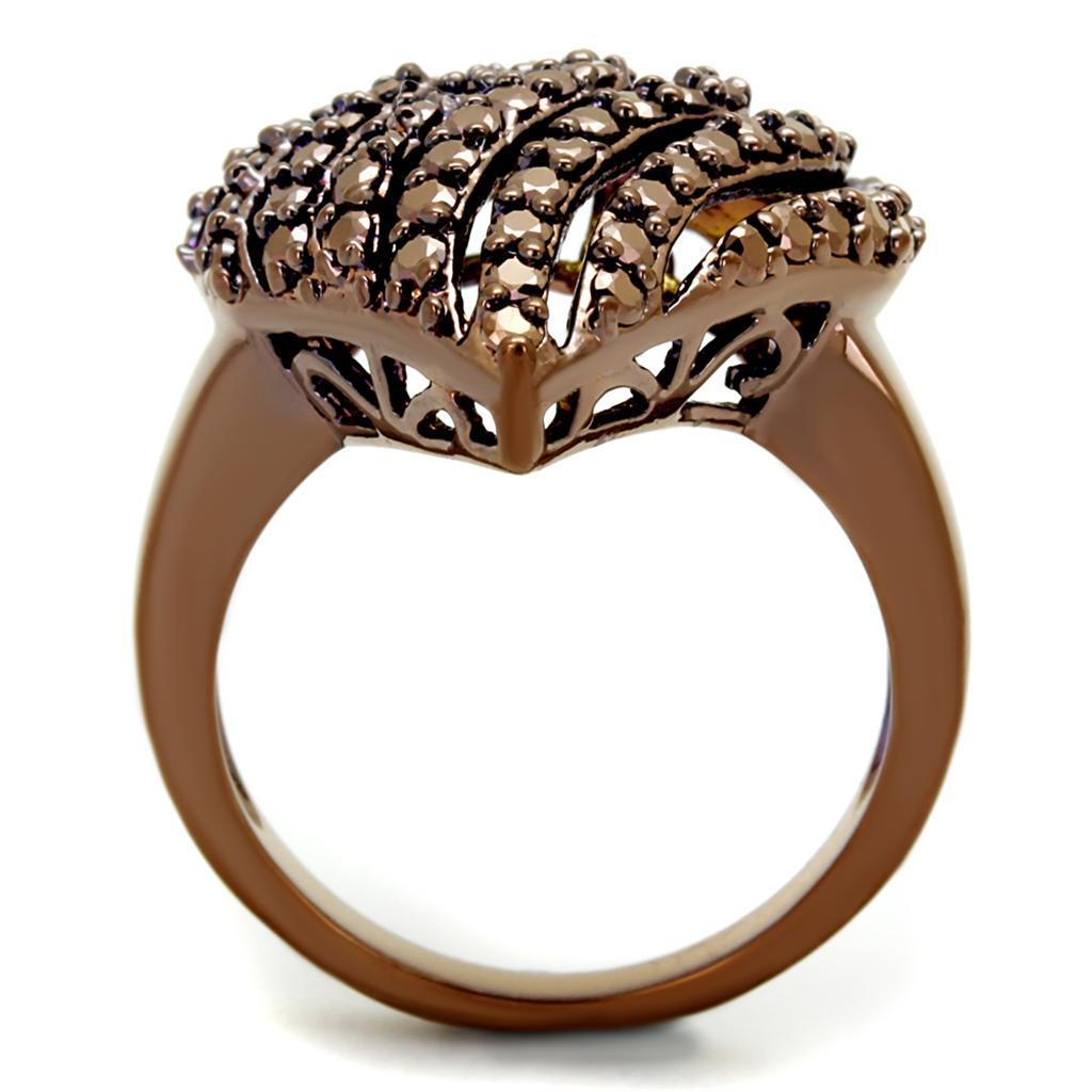 3W1149 - IP Coffee light Brass Ring with AAA Grade CZ  in Light Coffee-2
