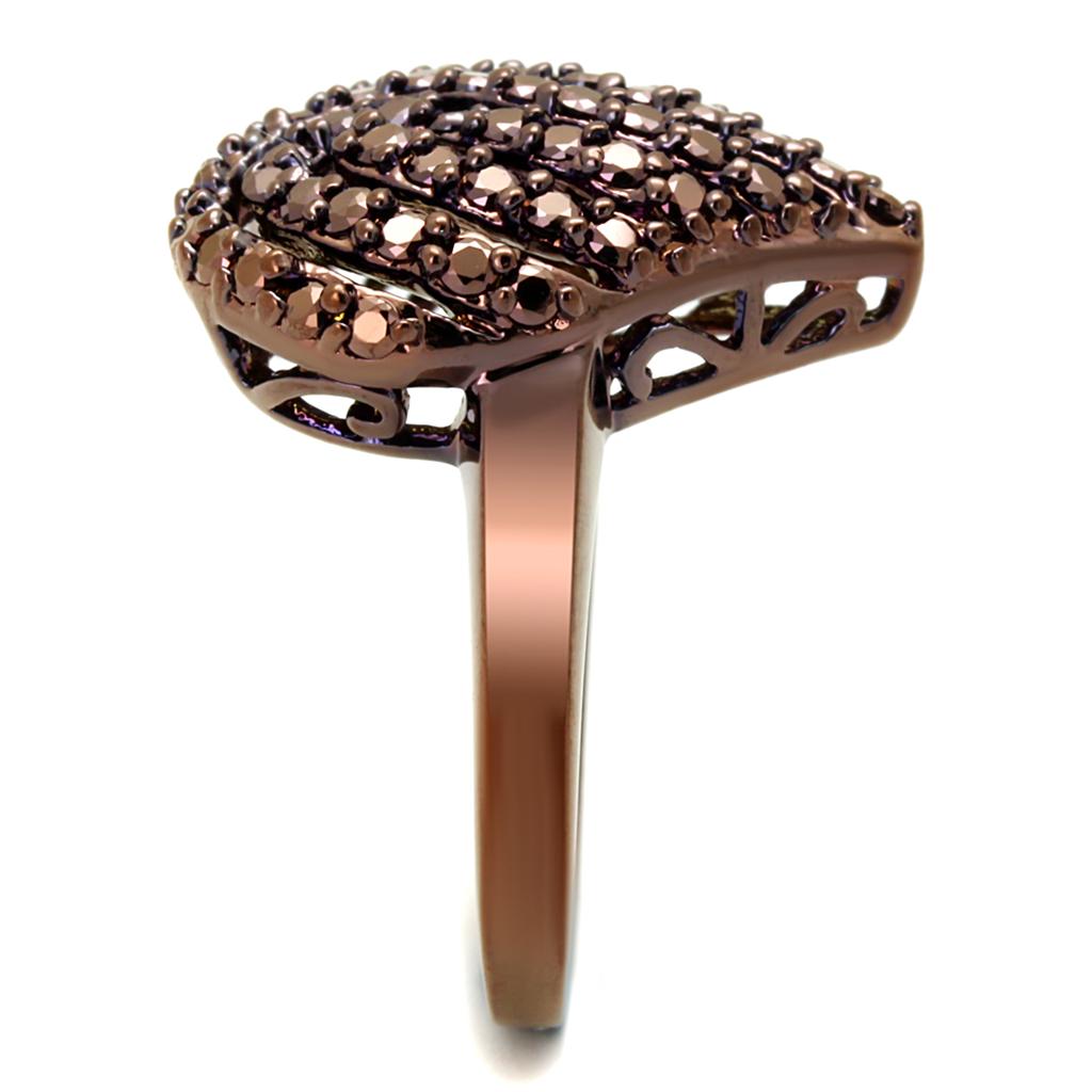 3W1149 - IP Coffee light Brass Ring with AAA Grade CZ  in Light Coffee-3