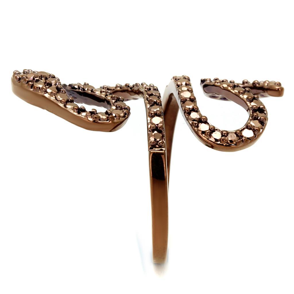 3W1150 - IP Coffee light Brass Ring with AAA Grade CZ  in Light Coffee-3