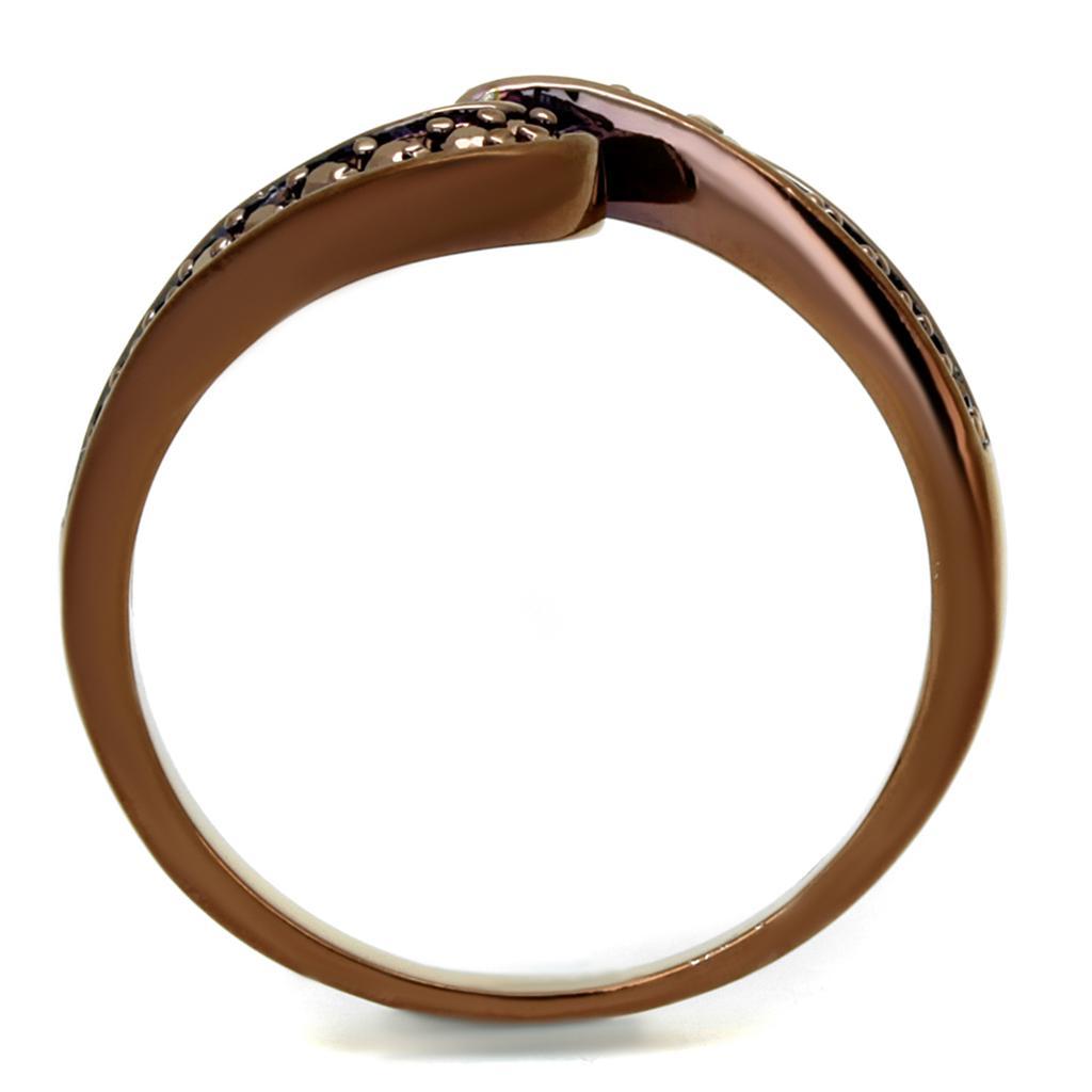 3W1151 - IP Coffee light Brass Ring with AAA Grade CZ  in Light Coffee-2