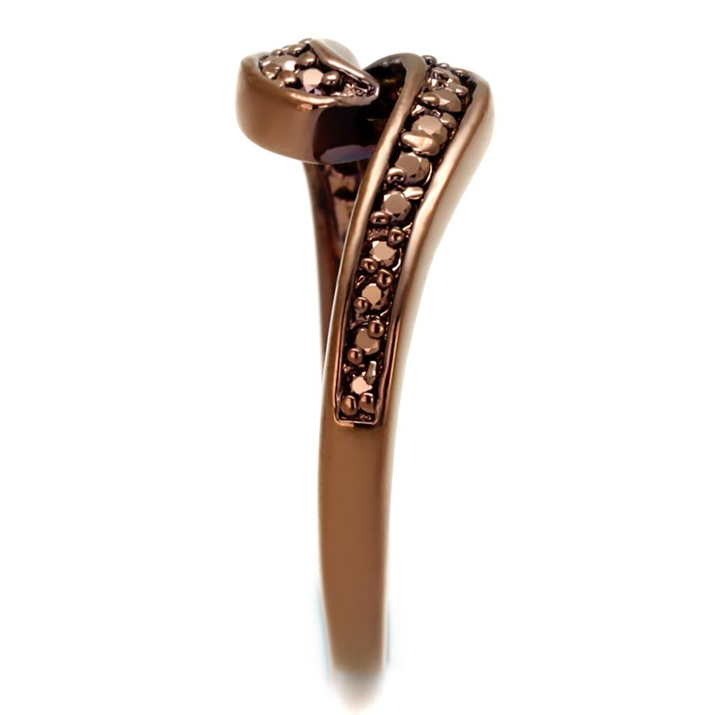 3W1151 - IP Coffee light Brass Ring with AAA Grade CZ  in Light Coffee-3