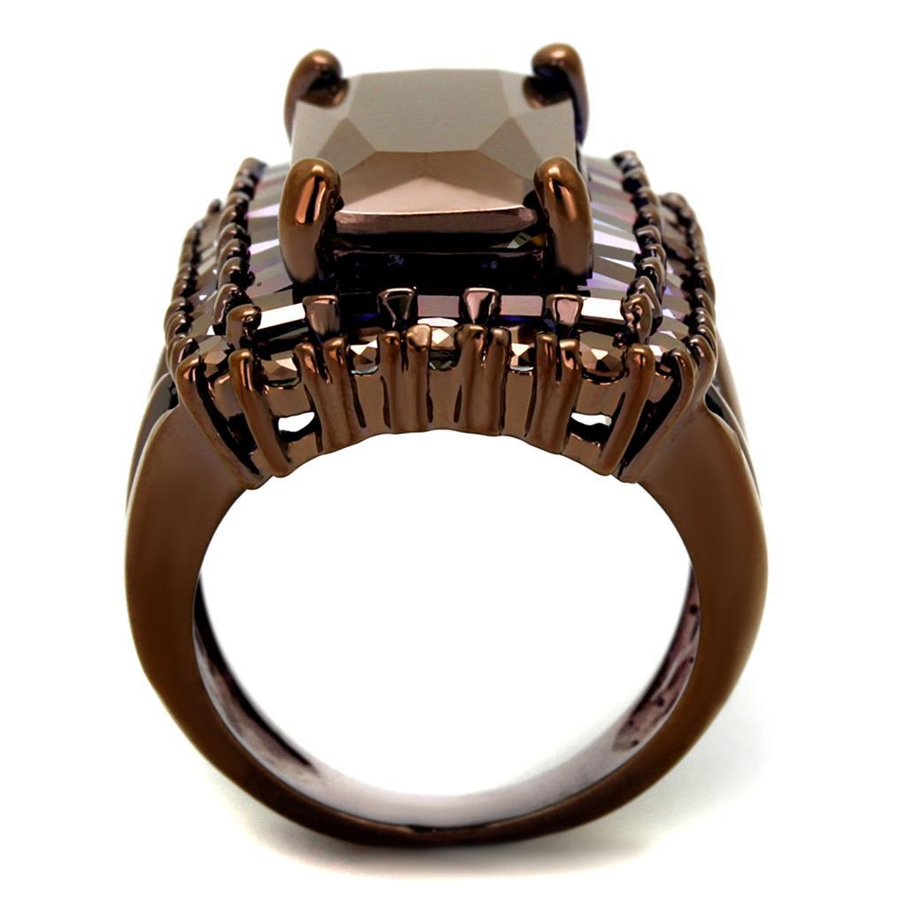3W1152 - IP Coffee light Brass Ring with AAA Grade CZ  in Light Coffee-2