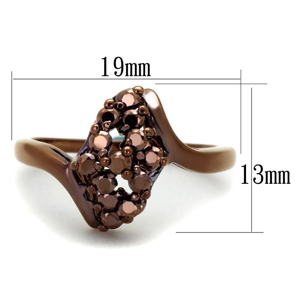 3W1154 - IP Coffee light Brass Ring with AAA Grade CZ  in Light Coffee-1