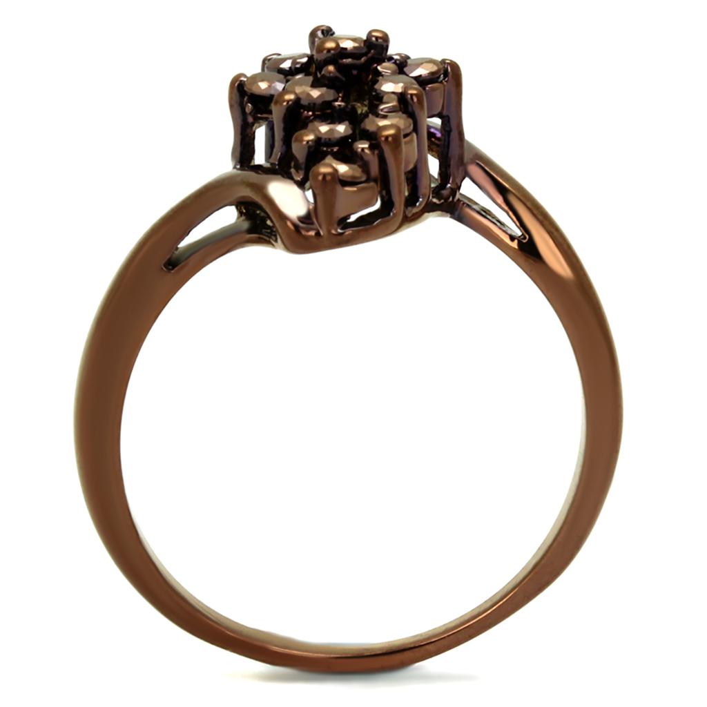 3W1154 - IP Coffee light Brass Ring with AAA Grade CZ  in Light Coffee-2