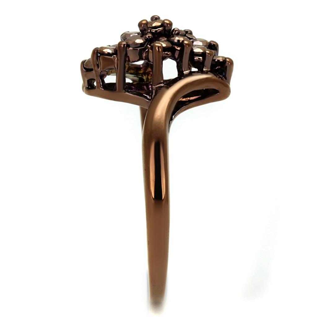 3W1154 - IP Coffee light Brass Ring with AAA Grade CZ  in Light Coffee-3