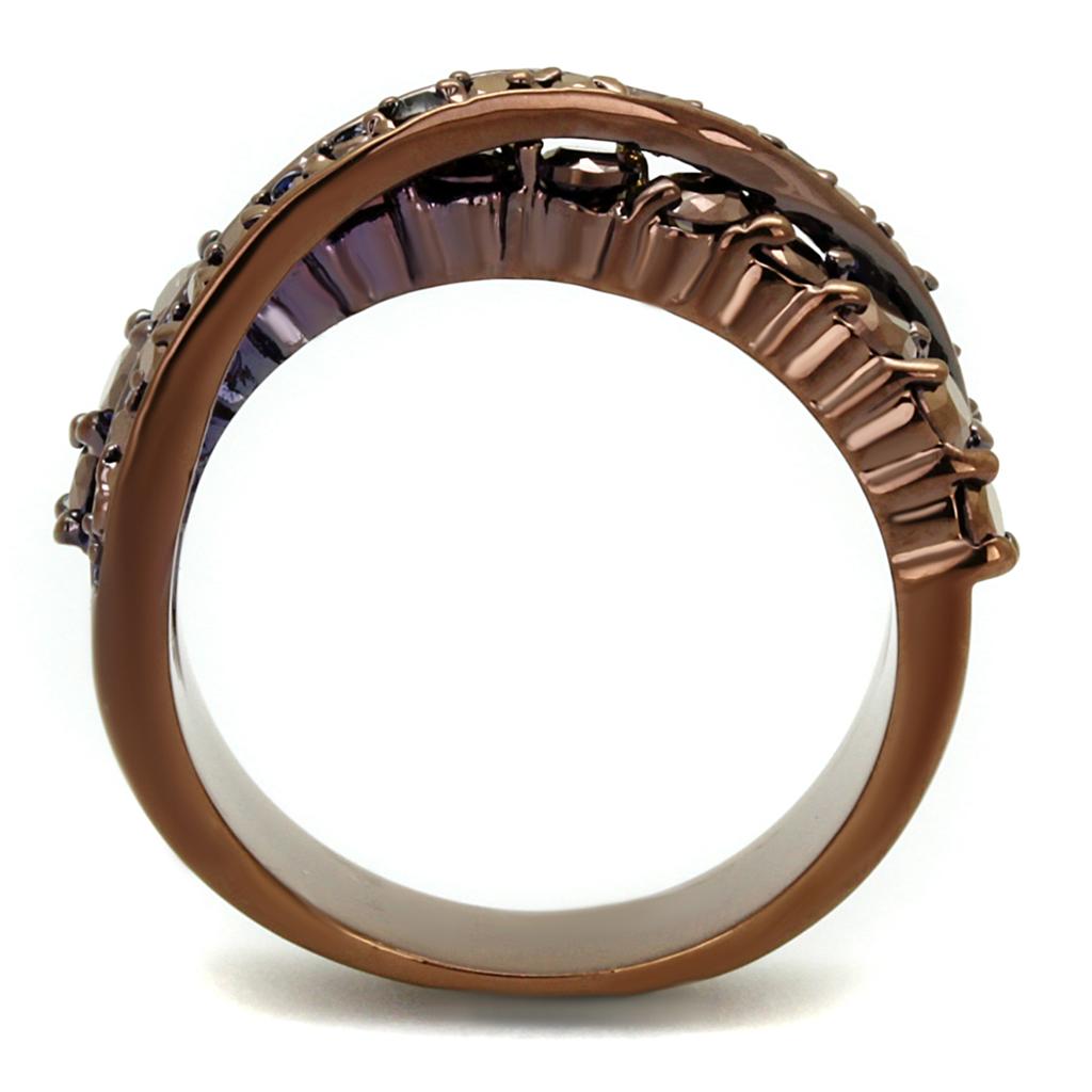 3W1155 - IP Coffee light Brass Ring with AAA Grade CZ  in Light Coffee-2