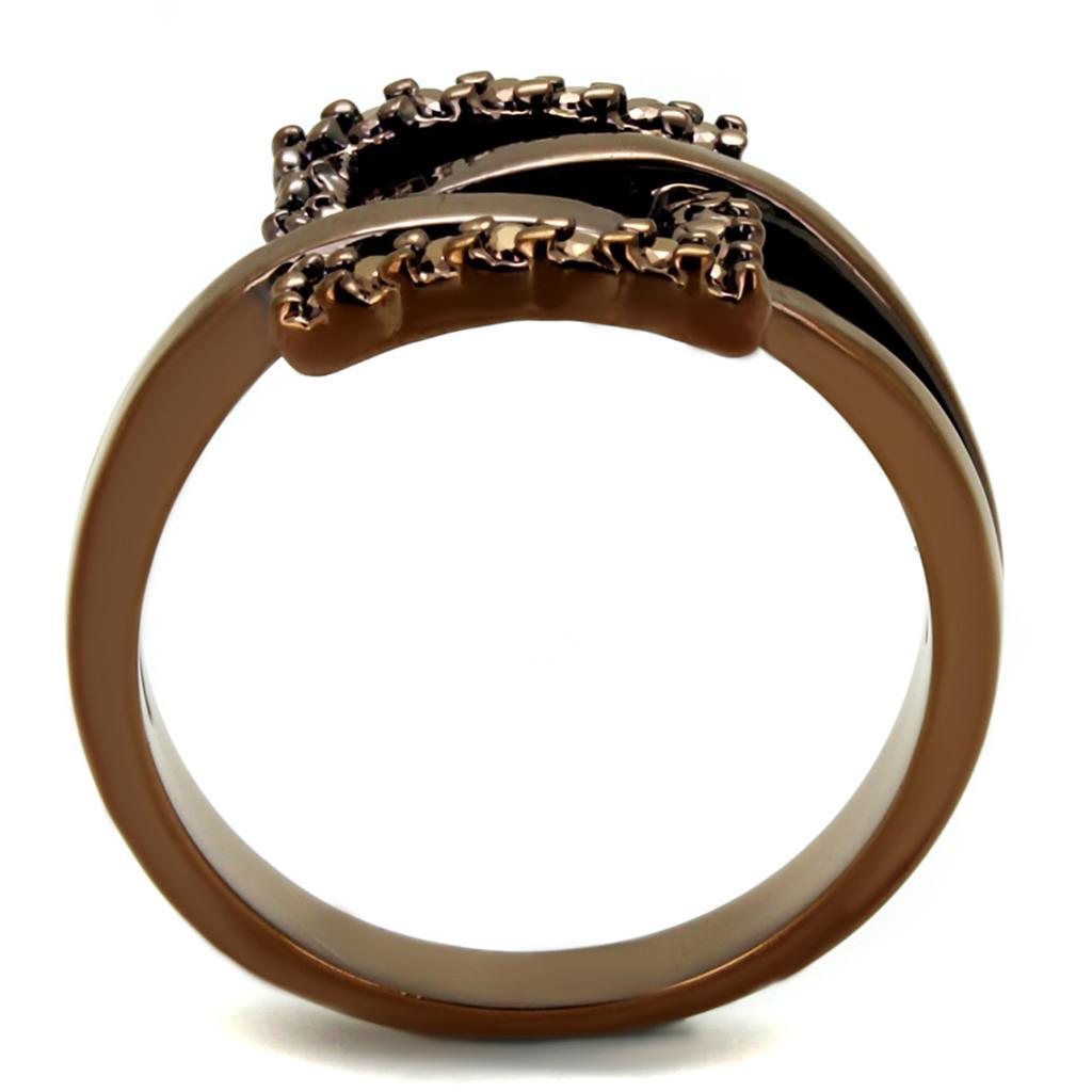 3W1156 - IP Coffee light Brass Ring with AAA Grade CZ  in Light Coffee-2