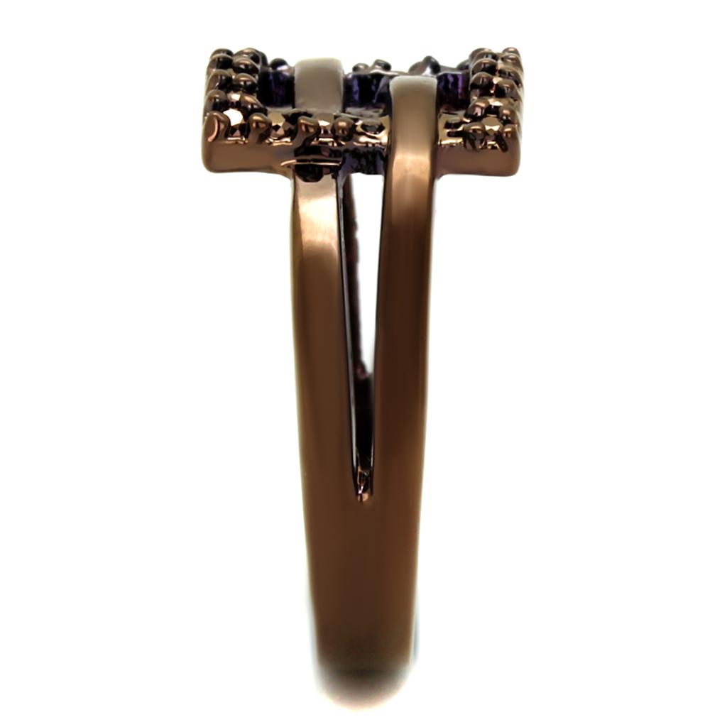3W1156 - IP Coffee light Brass Ring with AAA Grade CZ  in Light Coffee-3
