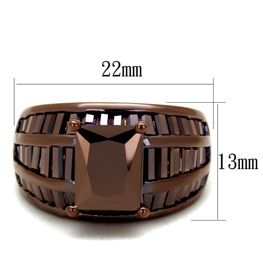 3W1159 - IP Coffee light Brass Ring with AAA Grade CZ  in Light Coffee-1