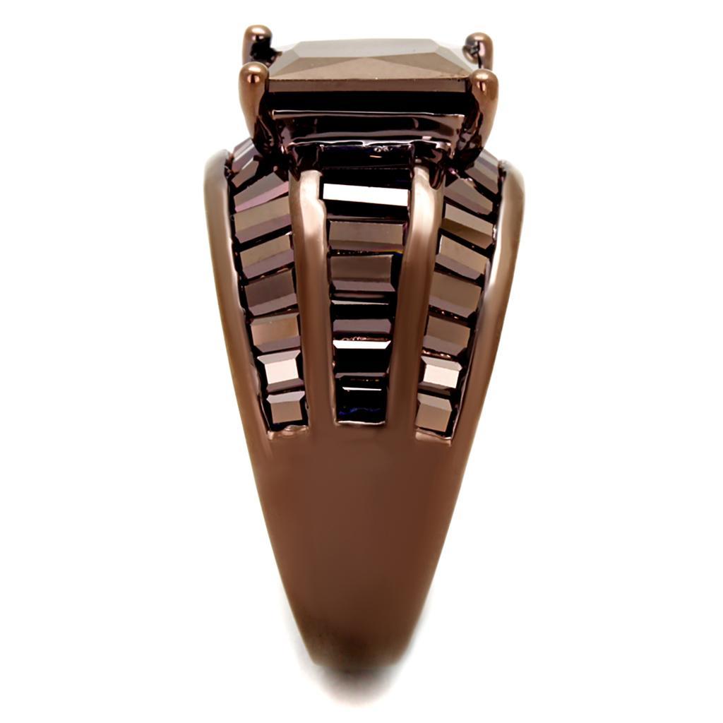 3W1159 - IP Coffee light Brass Ring with AAA Grade CZ  in Light Coffee-3