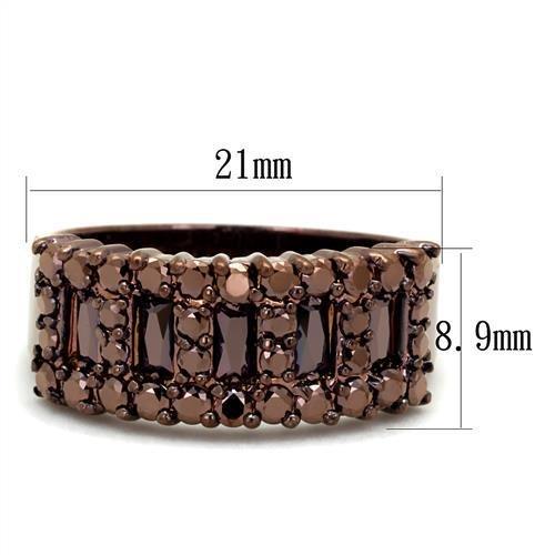 3W1163 - IP Coffee light Brass Ring with AAA Grade CZ  in Light Coffee-1