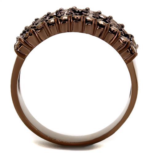 3W1163 - IP Coffee light Brass Ring with AAA Grade CZ  in Light Coffee-2