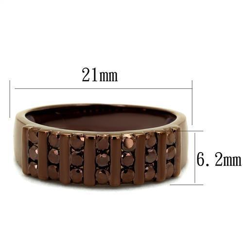3W1164 - IP Coffee light Brass Ring with AAA Grade CZ  in Light Coffee-1